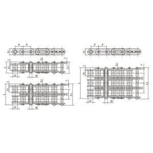 Роликовая цепь серии B с прямыми боковыми пластинами